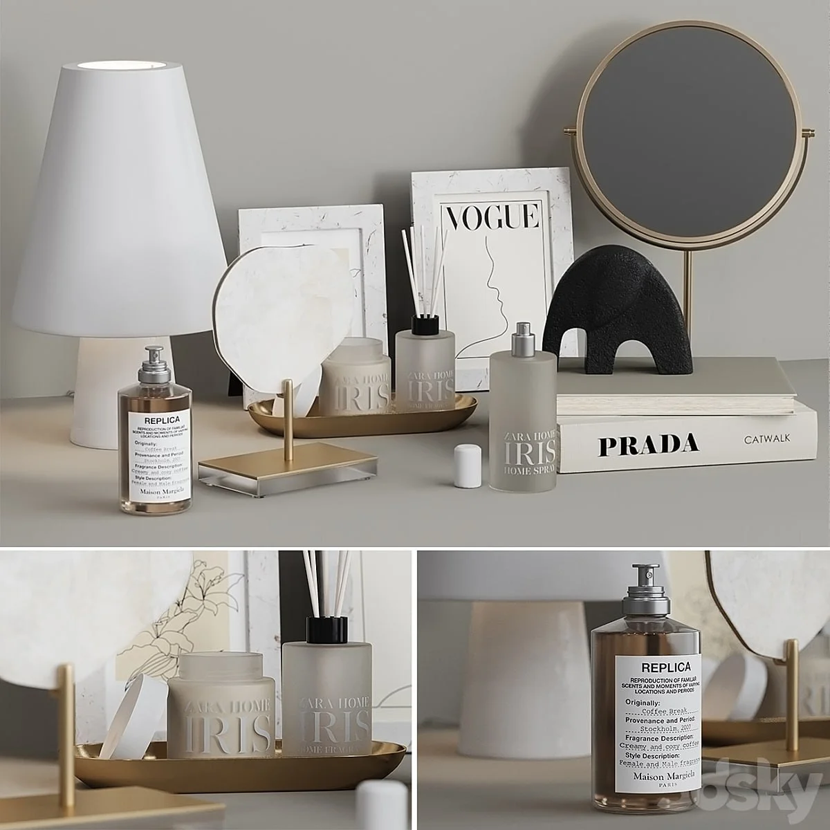 Decorative set Zara Home 3 with Table lamp